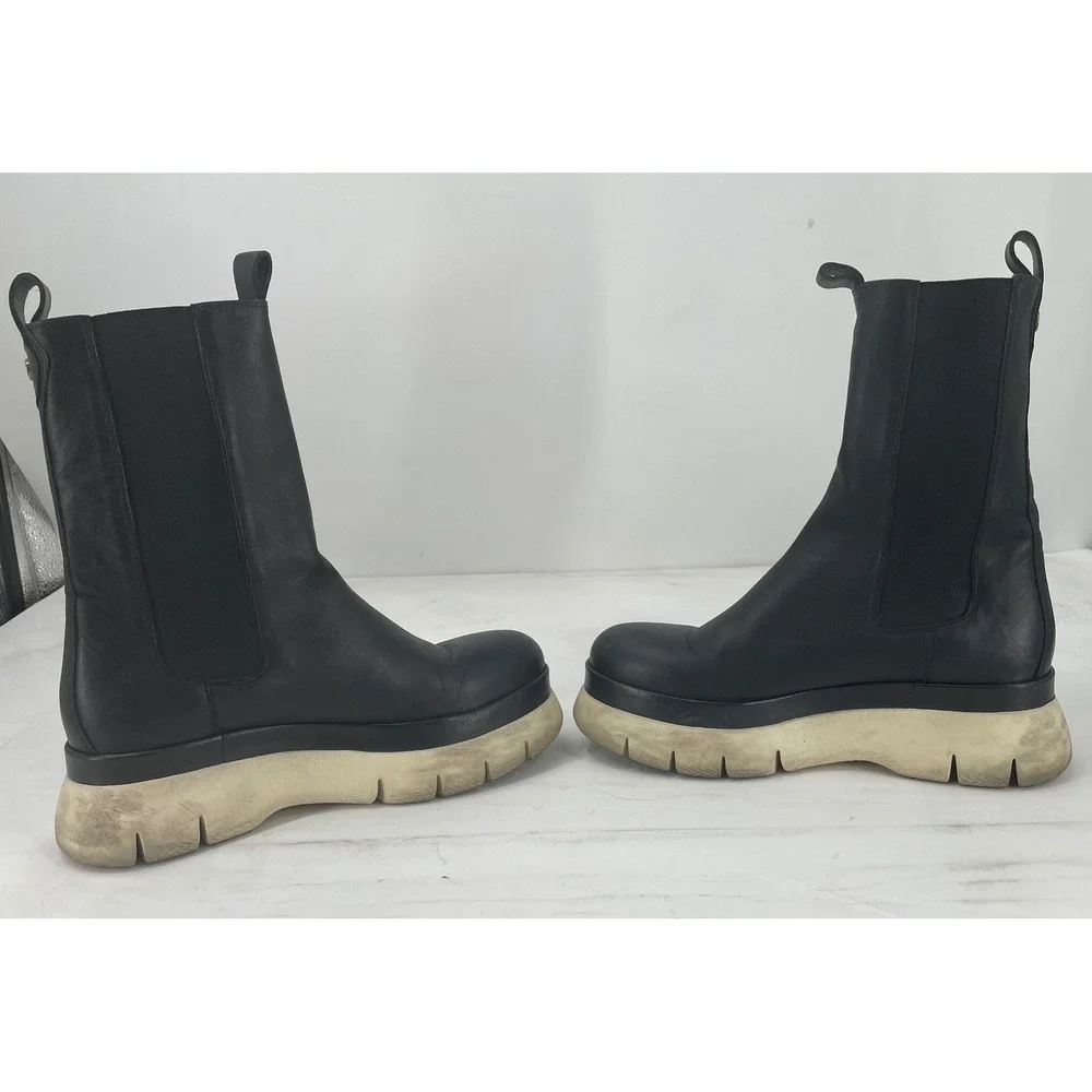 Isabel Marant Chelsea Boots 40 Black Good Platform Leather Sole Stud Detail